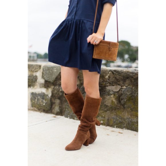 NEW Banana Republic $239 Midshaft Suede Slouchy Boot Nutmeg Brown - Picture 6 of 11